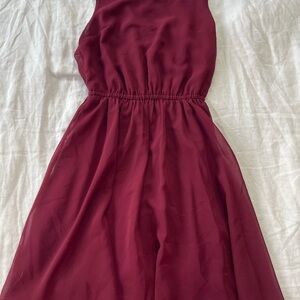 H&M Rich Burgundy Midi Dress See Through Back